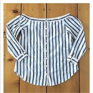 Derek Lam 10 Cosby Linen Off the Shoulder Top